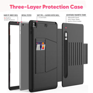For iPad 10.2 Multifunctional Tablet PC Protective Leather Case with Bracket & Card Slots & Pen Slot & Wake-up / Sleep Function(Black)