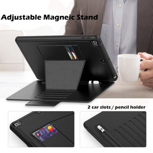 For iPad 10.2 Multifunctional Tablet PC Protective Leather Case with Bracket & Card Slots & Pen Slot & Wake-up / Sleep Function(Black)