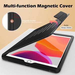 For iPad 10.2 Multifunctional Tablet PC Protective Leather Case with Bracket & Card Slots & Pen Slot & Wake-up / Sleep Function(Black)