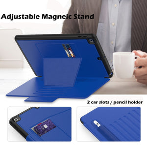 For iPad 10.2 Multifunctional Tablet PC Protective Leather Case with Bracket & Card Slots & Pen Slot & Wake-up / Sleep Function(Blue)