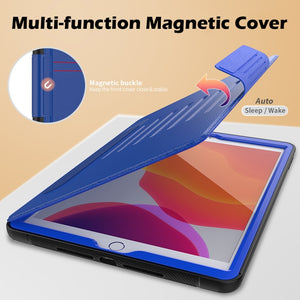 For iPad 10.2 Multifunctional Tablet PC Protective Leather Case with Bracket & Card Slots & Pen Slot & Wake-up / Sleep Function(Blue)