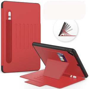 For iPad 9.7 Multifunctional Tablet PC Protective Leather Case with Bracket & Card Slots & Pen Slot & Wake-up / Sleep Function(Red)