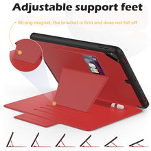 For iPad 9.7 Multifunctional Tablet PC Protective Leather Case with Bracket & Card Slots & Pen Slot & Wake-up / Sleep Function(Red)