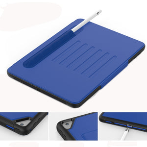 For iPad 9.7 Multifunctional Tablet PC Protective Leather Case with Bracket & Card Slots & Pen Slot & Wake-up / Sleep Function(Blue)