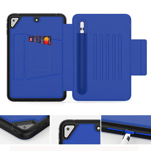 For iPad Mini 5 Multifunctional Tablet PC Protective Leather Case with Bracket & Card Slots & Pen Slot & Wake-up / Sleep Function(Blue)