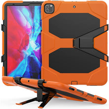 For iPad Pro 12.9 inch (2020) Shockproof Colorful Silicon + PC Protective Tablet Case with Holder & Shoulder Strap & Hand Strap t(Orange)