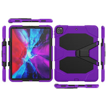 For iPad Pro 12.9 inch (2020) Shockproof Colorful Silicon + PC Protective Tablet Case with Holder & Shoulder Strap & Hand Strap (Purple)