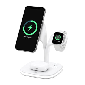 SoulBytes YM-UD22 15W 5 in 1 Magnetic Wireless Charger with Stand Function(White)
