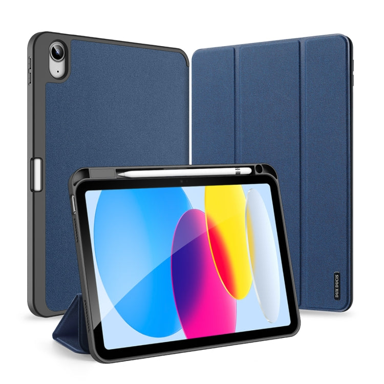 For iPad 10th Gen 10.9 2022 DUX DUCIS Domo Series Magnetic Flip Leather Tablet Case(Blue)