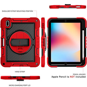 For iPad 10th Gen 10.9 2022 360 Degree Rotation Shockproof Silicone + PC Tablet Case(Red+Black)