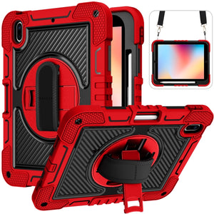 For iPad 10th Gen 10.9 2022 360 Degree Rotation Shockproof Silicone + PC Tablet Case(Red+Black)