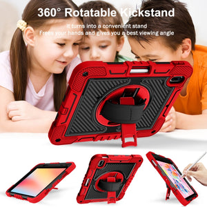 For iPad 10th Gen 10.9 2022 360 Degree Rotation Shockproof Silicone + PC Tablet Case(Red+Black)