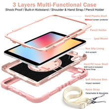 For iPad 10th Gen 10.9 2022 360 Degree Rotation Shockproof Silicone + PC Tablet Case(Rose Gold)