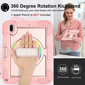 For iPad 10th Gen 10.9 2022 360 Degree Rotation Shockproof Silicone + PC Tablet Case(Rose Gold)