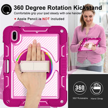 For iPad 10th Gen 10.9 2022 360 Degree Rotation Shockproof Silicone + PC Tablet Case(Rose Red+Pink)