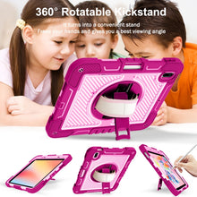 For iPad 10th Gen 10.9 2022 360 Degree Rotation Shockproof Silicone + PC Tablet Case(Rose Red+Pink)