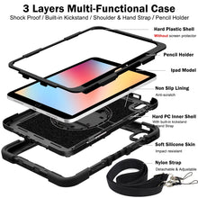 For iPad 10th Gen 10.9 2022 360 Degree Rotation Shockproof Silicone + PC Tablet Case(Black)