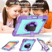 For iPad 10th Gen 10.9 2022 360 Degree Rotation Shockproof Silicone + PC Tablet Case(Purple + Mint Green)