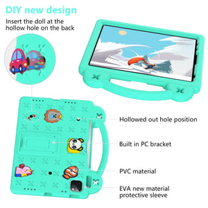 For iPad 10th Gen 10.9 2022 Handle Kickstand Children EVA Shockproof Tablet Case(Mint Green)