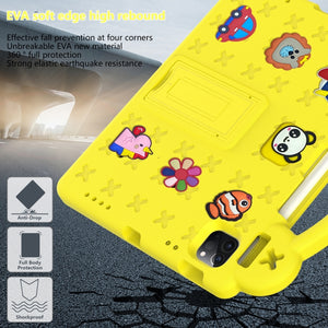 For iPad 10th Gen 10.9 2022 Handle Kickstand Children EVA Shockproof Tablet Case(Yellow)