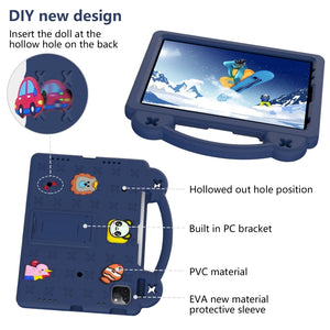 For iPad 10th Gen 10.9 2022 Handle Kickstand Children EVA Shockproof Tablet Case(Navy Blue)