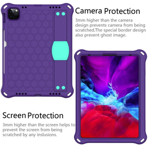 For iPad 10th Gen 10.9 2022 Honeycomb Design EVA + PC Anti Falling Tablet Protective Case(Purple Mint Green)