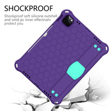 For iPad 10th Gen 10.9 2022 Honeycomb Design EVA + PC Anti Falling Tablet Protective Case(Purple Mint Green)