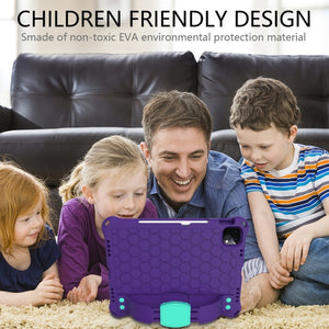 For iPad 10th Gen 10.9 2022 Honeycomb Design EVA + PC Anti Falling Tablet Protective Case(Purple Mint Green)