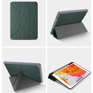 For iPad 10th Gen 10.9 2022 Mutural Multi-fold Smart Leather Tablet Case(Green)
