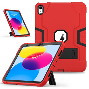 For iPad 10th Gen 10.9 2022 Contrast Color Silicone + PC Tablet Case with Holder(Red Black)