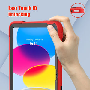 For iPad 10th Gen 10.9 2022 Contrast Color Silicone + PC Tablet Case with Holder(Red Black)