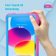 For iPad 10th Gen 10.9 2022 Contrast Color Silicone + PC Tablet Case with Holder(Rose Red Blue)