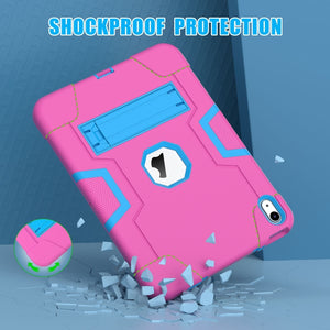 For iPad 10th Gen 10.9 2022 Contrast Color Silicone + PC Tablet Case with Holder(Rose Red Blue)