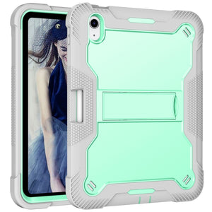 For iPad 10th Gen 10.9 2022 Silicone + PC Shockproof Tablet Case(Mint Green+Grey)