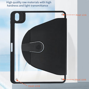 For iPad 10th Gen 10.9 2022 Acrylic 360 Degree Rotation Holder Tablet Leather Case(Black)