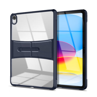 For iPad 10th Gen 10.9 2022 Acrylic TPU Transparent Tablet Protective Case with Holder(Navy Blue)