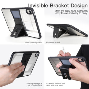 For iPad 10th Gen 10.9 2022 Acrylic TPU Transparent Tablet Protective Case with Holder(Black)
