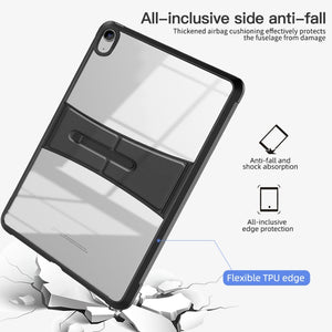 For iPad 10th Gen 10.9 2022 Acrylic TPU Transparent Tablet Protective Case with Holder(Black)