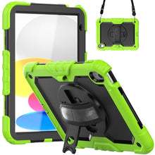 For iPad 10th Gen 10.9 2022 Silicone + PC Full Body Protection Tablet Case(Black + Yellow Green)