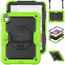 For iPad 10th Gen 10.9 2022 Silicone + PC Full Body Protection Tablet Case(Black + Yellow Green)