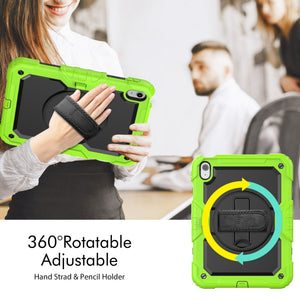 For iPad 10th Gen 10.9 2022 Silicone + PC Full Body Protection Tablet Case(Black + Yellow Green)