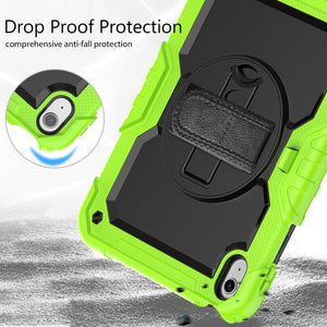 For iPad 10th Gen 10.9 2022 Silicone + PC Full Body Protection Tablet Case(Black + Yellow Green)