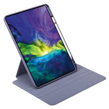 For iPad Pro 12.9 2022 / 2021 / 2020 / 2018 3-Fold 360 Rotation Acrylic Leather Smart Tablet Case(Lavender Purple Gray)