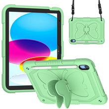 For iPad 10th Gen 10.9 2022 Butterfly Kickstand Heavy Duty Hard Rugged Tablet Case(Fresh Green)