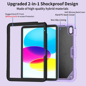 For iPad 10th Gen 10.9 2022 Butterfly Kickstand Heavy Duty Hard Rugged Tablet Case(Light Purple)