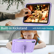 For iPad 10th Gen 10.9 2022 Butterfly Kickstand Heavy Duty Hard Rugged Tablet Case(Light Purple)