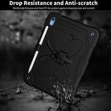 For iPad 10th Gen 10.9 2022 Butterfly Kickstand Heavy Duty Hard Rugged Tablet Case(Black)