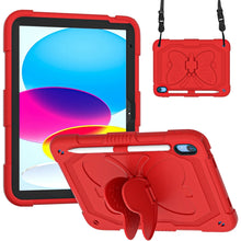 For iPad 10th Gen 10.9 2022 Butterfly Kickstand Heavy Duty Hard Rugged Tablet Case(Red)