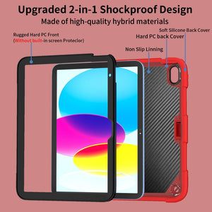 For iPad 10th Gen 10.9 2022 Butterfly Kickstand Heavy Duty Hard Rugged Tablet Case(Red)