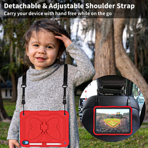 For iPad 10th Gen 10.9 2022 Butterfly Kickstand Heavy Duty Hard Rugged Tablet Case(Red)